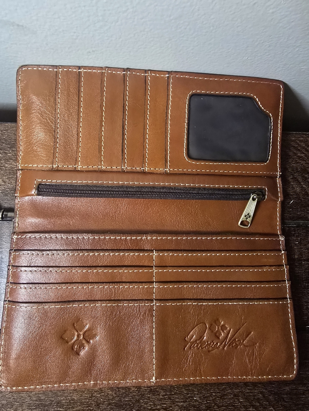 Patricia Nash Antique Prairie Rose Valentia Leather Wristlet Wallet Brown - Picture 7 of 16